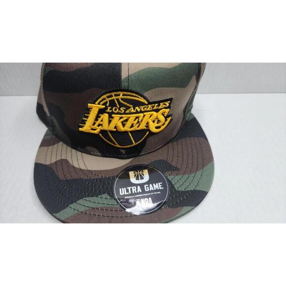 New Los Angeles Lakers Camo Cap Mens ULTRA GAME Brown Snapback NBA Hat - Picture 2 of 10